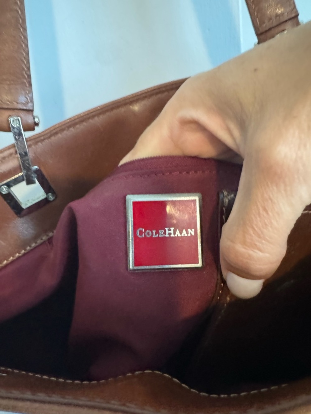 Cole Haan Brown Leather Shoulder Bag - Picture 6 of 7